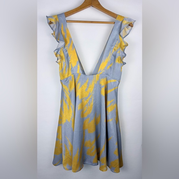 House of Harlow 1960 Blue and Yellow Brushstroke Mini Dress, Size S - Picture 2 of 12